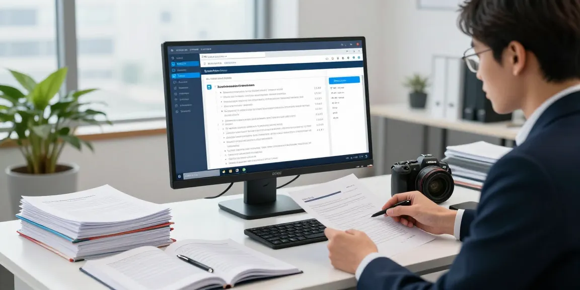 Business professional using document fraud detection software to analyze potential fraud cases.